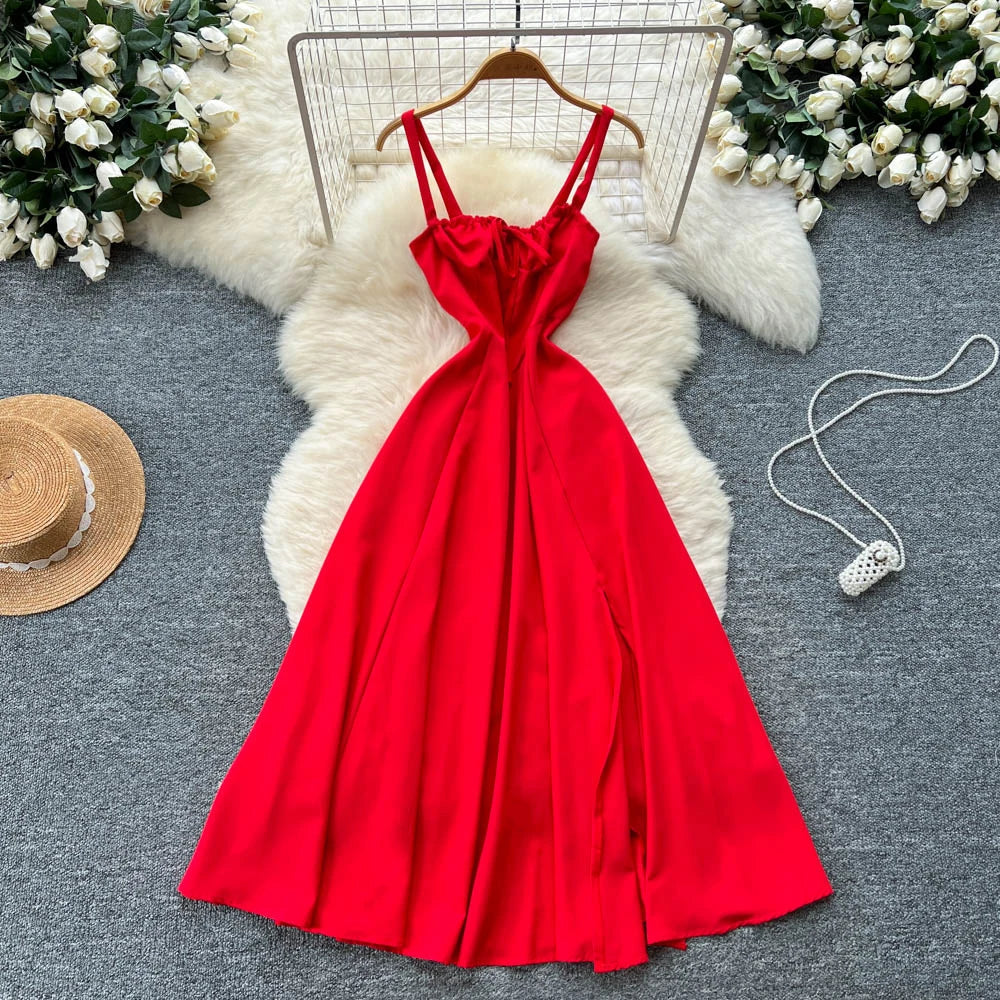 Vibrant Red Maxi Dress With Spaghetti Straps on Luulla