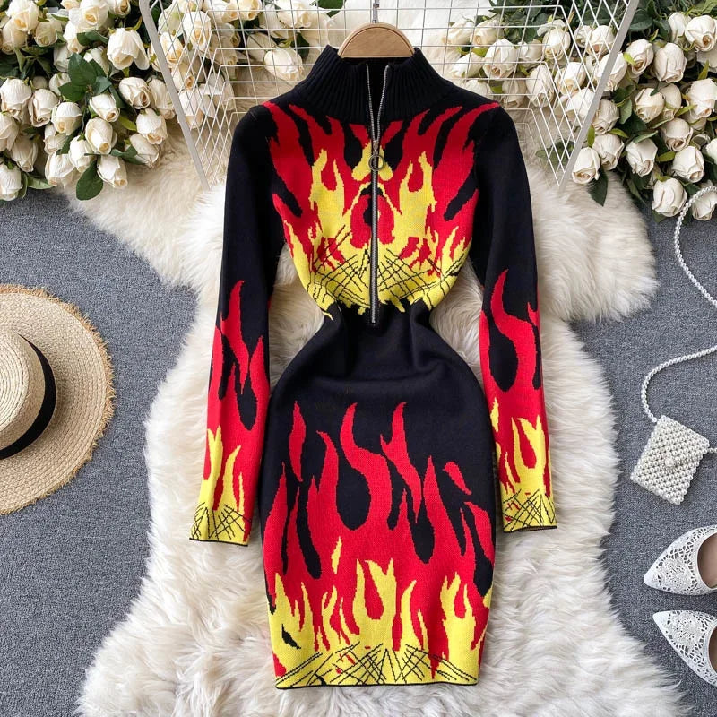 fire dress design Flames Skating Dress