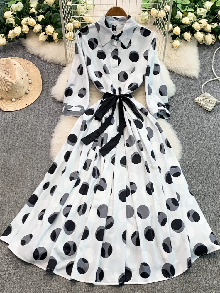 white polka dot long sleeve dress Petal and Pup Women's Hart Long Sleeve Mini Dress