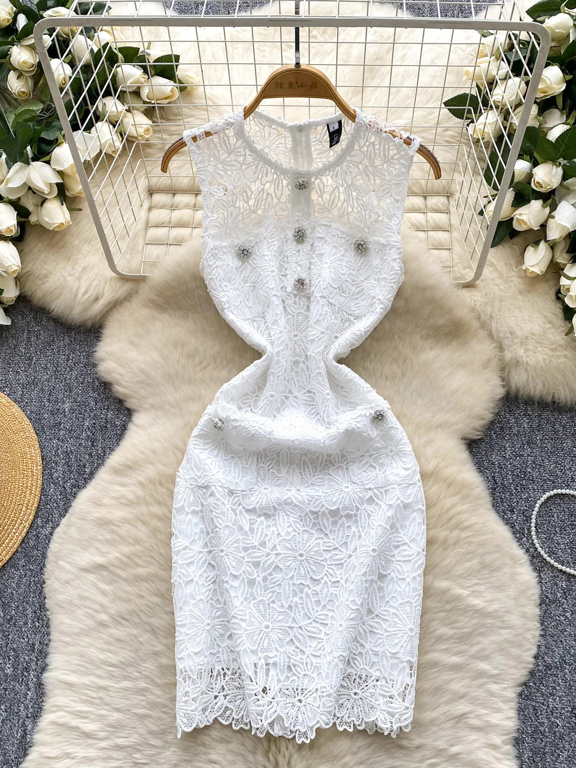 white floral lace bodycon dress Women's White Floral Textured Strappy Maxi Bodycon Dress