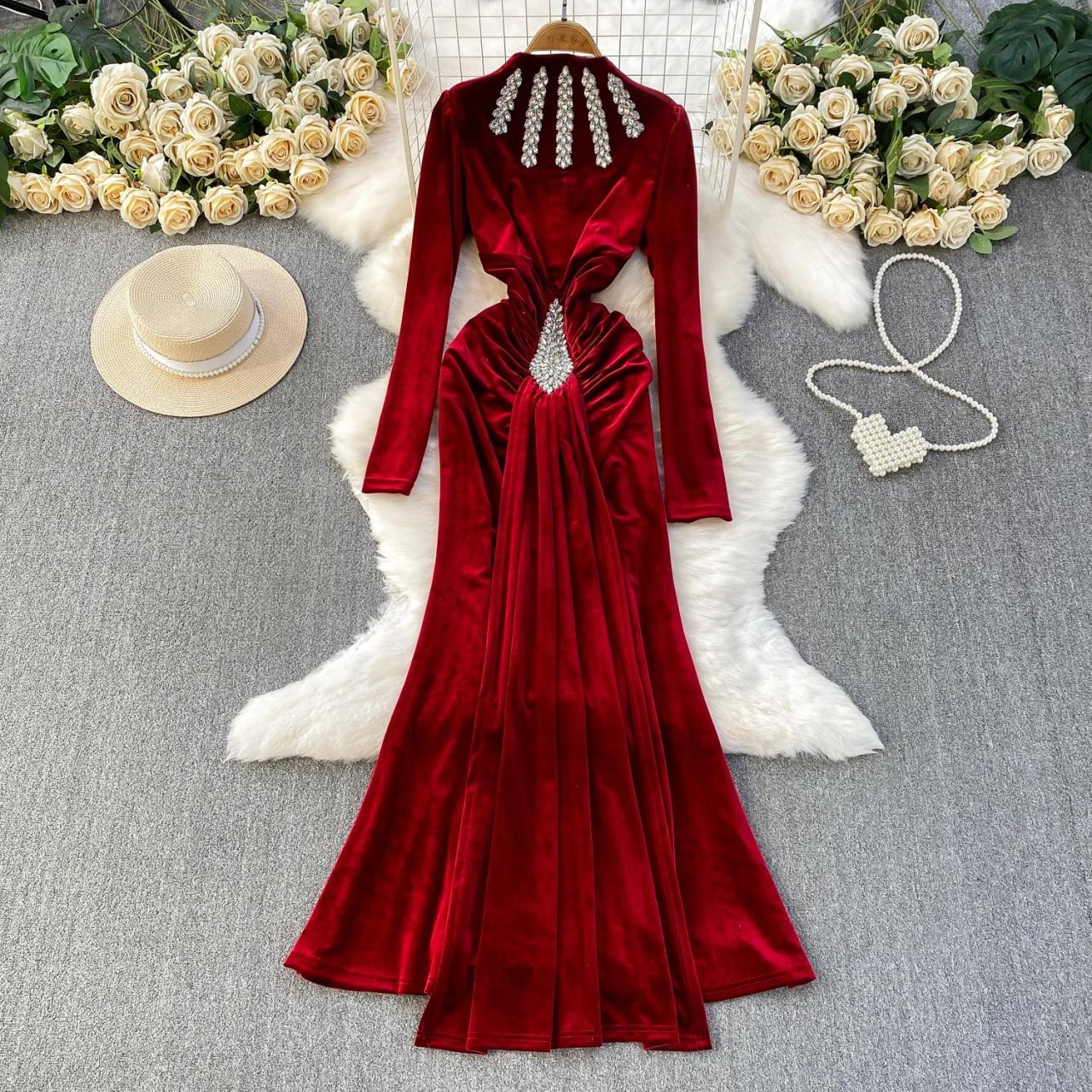 deep red velvet dress Zapakasa Women Dark Red Velvet Long Evening Dress A Line Off the Shoulder  Formal Dress
