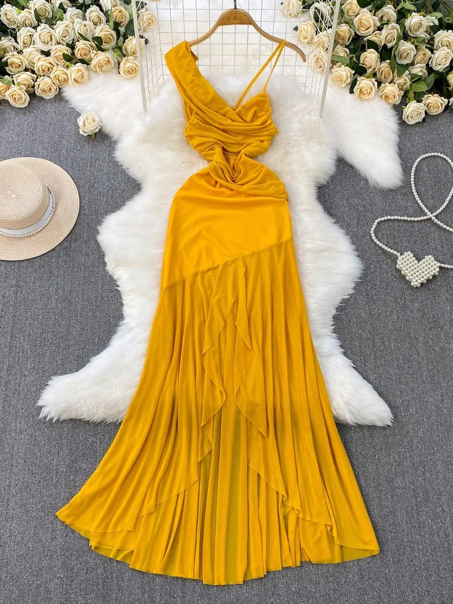 athena pleated maxi dress gold Athena Pleated Maxi Dress - Yellow